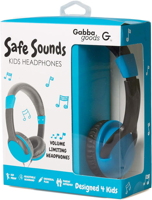 Gabba Goods Safe Sounds Volume Limited Kids Headphones, 85 decibel over ear headphones (Blue)...