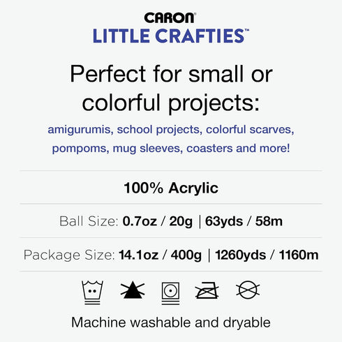 Caron Little Crafties Acrylic Mini Yarn Multipack 20 Count (Pack of 1) – Knitting, Crocheting & Art Projects – Machine Washable & Dryable – Durabl...