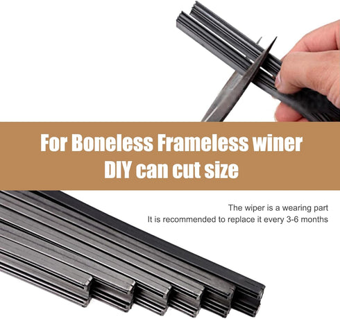 4 PCS Car Wiper Strip, 28" Boneless Structure Car Windshield Cleaning Wiper Strip, DIY Length Auxiliary Cleaning Replacement Accessory, Suitable f...