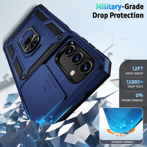 for Samsung Galaxy A13 5G Case, Galaxy A13 5G Phone Case,Slide Camera Cover HD Screen Protector Military Grade Magnetic Ring Holder Shockproof Kic...