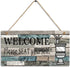 Printed Wood Plaque Sign Wall Hanging Welcome Sign Please Seat yourself Wall Art Sign Size 11.5" x 6" (Blue-Black)...