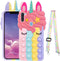 Fun Case for Samsung Galaxy A11, Fidget Toys Stress Relief Phone Case with Strap, Push Pop Bubble 3D Cartoon Funny Kawaii Cute Silicone Cover for ...