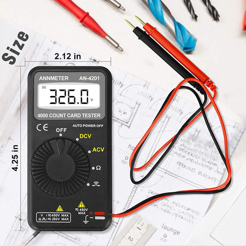 AIOMEST Digital Multimeter,Pocket Voltmeter Ohmmeter Measuring AC&DC Voltage Resistance Continuity Buzzer Diode Test, Auto Ranging Card Volt Ohm T...