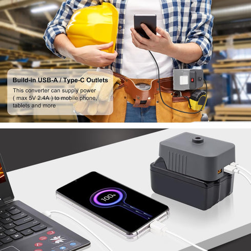 Makita Battery Adapter, Bosch Battery Converter, Power Source Inverter with USB Charger Outlets, LED Light for Makita/Bosch 12V 18V Battery for Rc...