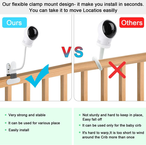 Flexible clip clamp Mount Compatible with Eufy Spaceview, Spaceview Pro and Spaceview S Video Baby Monitor Camera 15.7 inches Flexible Long Goosen...