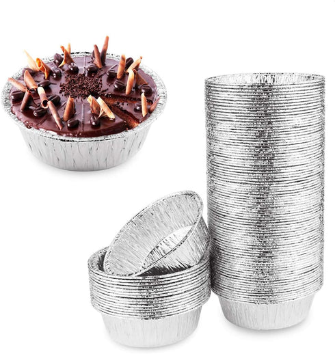 100 Pack 4" Round Tart Pie Foil Pans Disposable Pans Aluminum Foil Tart & Pie Tins Pans for Baking,Cooking,Storage or Reheating...
