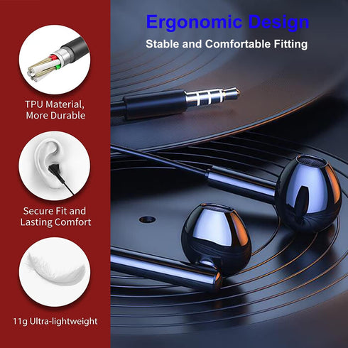 6Pack Wired Earbuds Headphones, Earphones with Heavy Bass Stereo Noise Blocking, Microphone, Compatible with iPhone, Android Phones, Laptops, Comp...