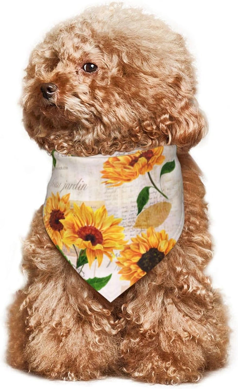 Sunflower Vintage Dog Bandana Scarf Triangle Bibs Pet Accessories Cat Kerchief...