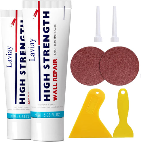 Drywall Repair Kit - 2 Pack Spackle Wall Repair with Scraper and Sandpaper | Effortlessly Wall Patch Repair Kit | Wall Putty for Filling Holes | F...