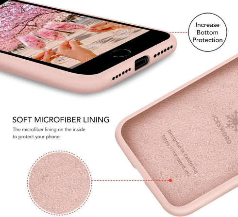 IceSword iPhone SE 3 Case 2022 - Silicone Sand Pink, Liquid Gel Rubber Cover, Drop Protection 4.7" iPhone SE 3...