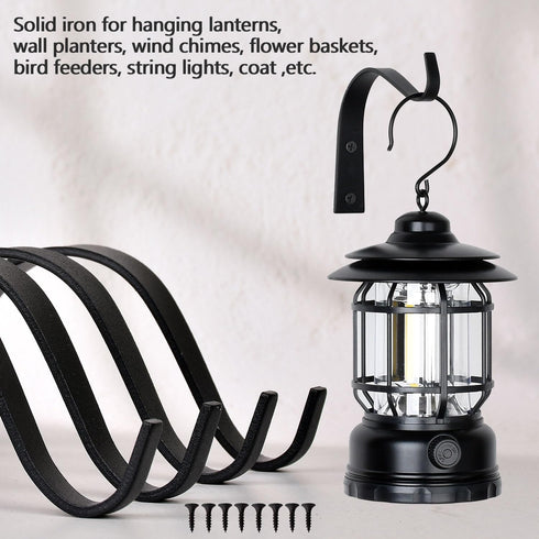 4 Inch Iron Wall Hooks for Plant Hanger Bracket Indoor Outdoor, Wall Mount Rustic Decor for Light, Lanterns Fence, Bird Feeders, Wind Chimes...