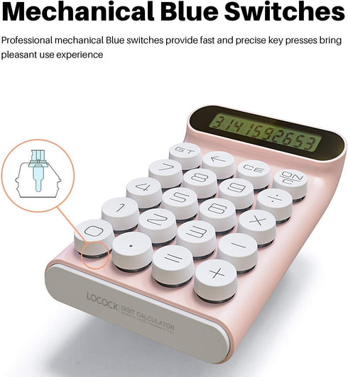 Mechanical Switch Calculator,Handheld for Daily and Basic Office,10 Digit Large LCD Display (Pink)...