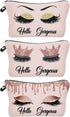 3 Pack Hello Gorgeous Funny Makeup Bag Gift for Women Inspirational Cosmetics Pouch for Purse Travel Bag Cases for Toiletries Accessories Organize...