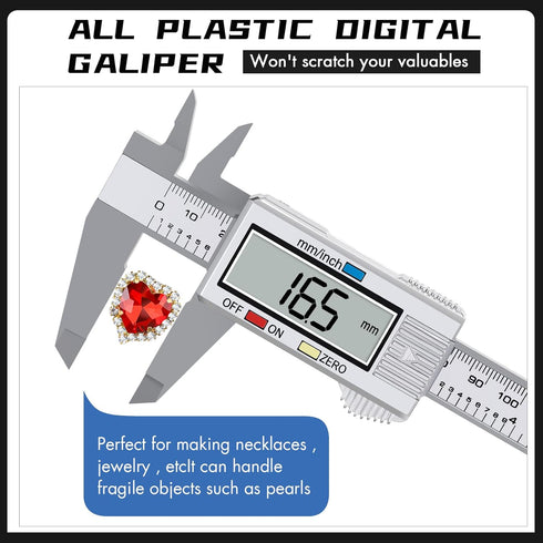 Electronic Digital Caliper, LCD | 0 to 6 inch inch/mm Conversion, Automatic Shutdown Function, Very Suitable for Home/Jewelry/DIY Measurement, etc...