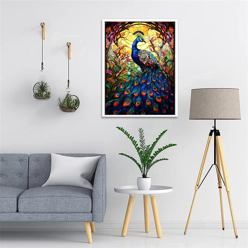 AIBOERL Diamond Painting Kits, Peacocks 5D DIY Full Drill Diamond Art Painting Kits for Adults, Seaside Diamond Painting Gem Art Craft for Home Wa...