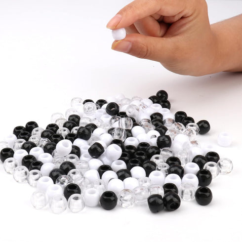 180 Pcs Medium Hole Beads 3 Colors Dreadlock Hair Braid Beads Jewelry Making Kit Clear- White -Black DIY Hair Braiding Bracelet Ornaments Round 12...