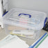 2 Packs Plastic Stackable Storage Boxes with Transparent Lid and Deep Blue Handle, Hold 8 Quart...