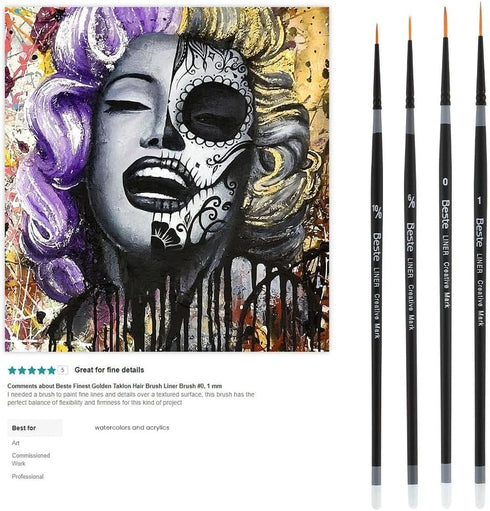 Creative Mark Beste Golden Taklon Hair Brushes - Watercolor Paint Brushes for Acrylic, Watercolor, Water-Soluble Oil, and Any Wet Paint - Dagger S...