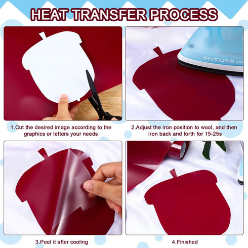 Heat Transfer Vinyl Roll Iron on HTV Transfer Vinyl for Hats, T-Shirts, Heat Press Machines(Maroon,12 Inch x 5 Feet)...