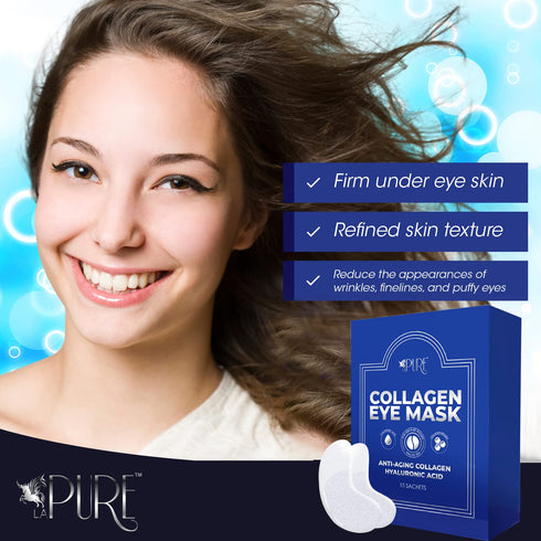 Collagen Boosting Eye Mask Patches Under Eye Patches for Puffy Eyes Hyaluronic Acid Dark Circles Bags Lines Anti Wrinkles Anti Aging Hydrating Moi...