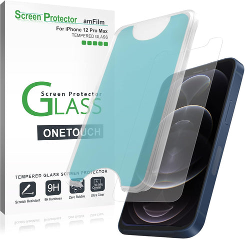 amFilm OneTouch Glass Screen Protector for iPhone 12 Pro Max (6.7", 2020) (2 Pack)...