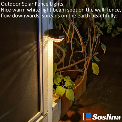 Solar Fence Lights Outdoor Waterproof Led,Fence Lights Solar Powered,Solar Step Lights,Solar Lights for Outside Backyard Railing Wall Step Patio D...