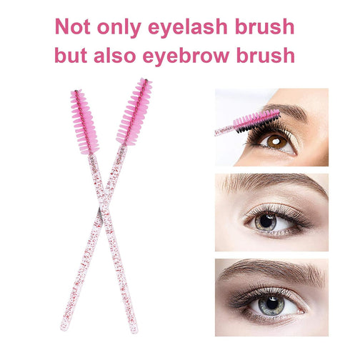 CHEFBEE 100PCS Disposable Eyelash Brush, Mascara Wands Makeup Brushes Applicators Kits for Eyelash Extensions and Eyebrow Brush with Container (Li...