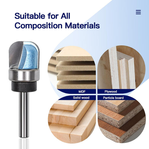 KEENTECH Router Bits, Carbide Tipped Dish Carving Bit for Edge Forming, Industrial Grade Blue Cutting Tools for Woodworking (1/4 Inch Shank x 1/2 ...