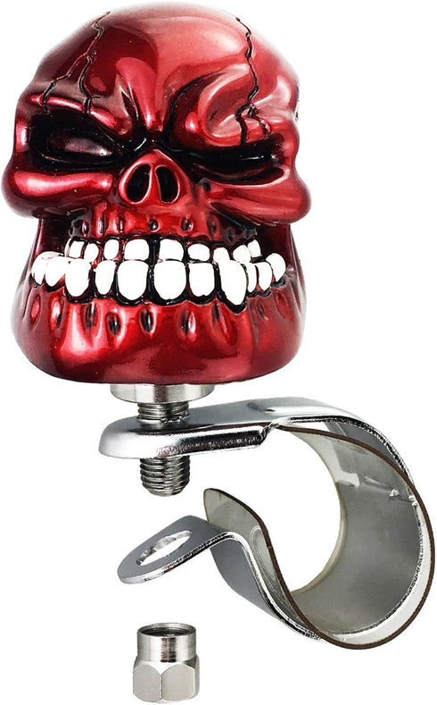 Arenbel Skull Steering Wheel Suicide Spinner Knob Power Turning Control Assist Grip Handle Fit Most Cars Trucks Tractors Boats, Red...