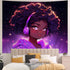 SARA NELL Tapestry Black Girl African American Girl Love Music Tapestries Hippie Art Wall Hanging Throw Tablecloth 50X60 Inches for Bedroom Living...