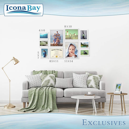 Icona Bay - 11x14 White Picture Frame - Sturdy Wood Composite Photo Frame - Sleek Design, Wall Mount Only - Exclusives Collection...