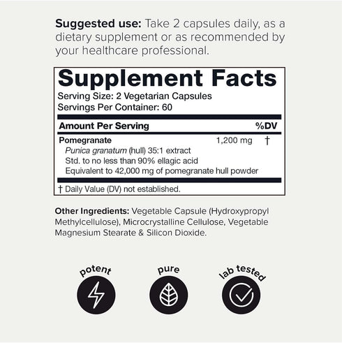 Toniiq 42,000mg 35x Concentrated Ultra High Strength Pomegranate Supplement - 90% Ellagic Acid - 2 Month Supply Capsules - Highly Concentrated Pom...