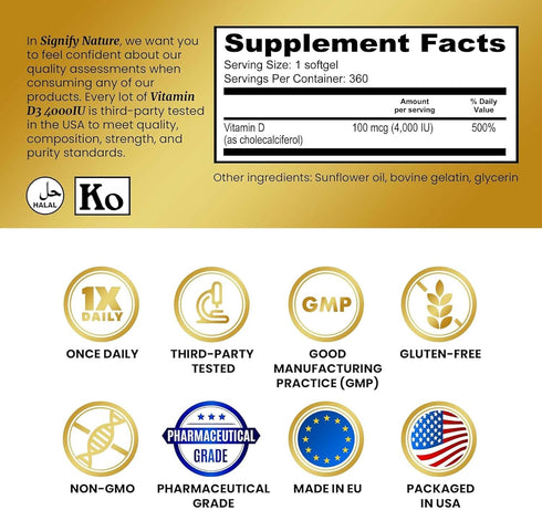 Vitamin D3 4000 IU Softgels - High Potency Immune Support Supplement for Teeth, Bone, & Joints - Pharmaceutical-Grade VIT D3 100 MCG - Highest Pot...