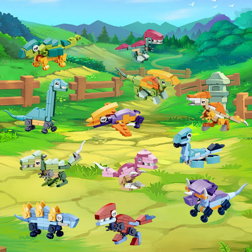 12 in 1 Pre Filled Dinosaur Building Block Set-12 Pcs Mini Building Blocks Toys, STEM Building Blocks Toys, Classroom Prize Toys, Party Favor for ...