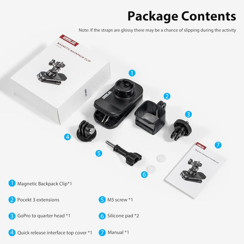 STARTRC OSMO Pocket 3 360° Rotation Magnetic Backpack Clip Mount Shoulder Strap Expansion Adapter Accessories for DJI Pocket 3/OSMO Pockt/Action C...