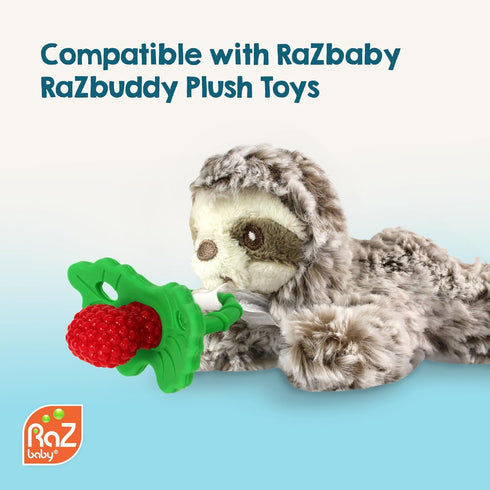 RaZbaby RaZberry Silicone Teether Pacifier – Teething Relief for Infants, Food-Grade, BPA-Free, Hands-Free Design, Natural Berrybumps Fruit Textur...