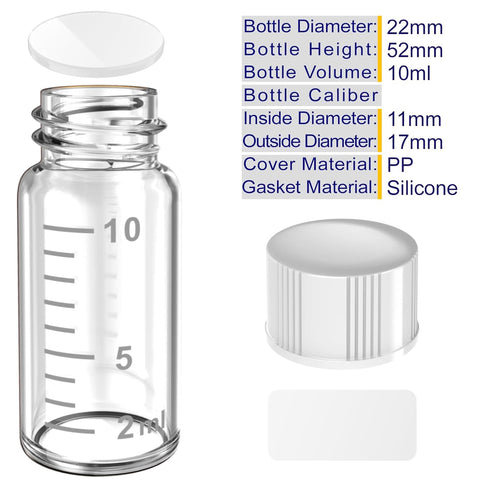 Sterile Empty Vials Small Glass Vials with Measuring Line,Brown/Clear Sample Vials with Screw Cap Liquid Sampling for Chemistry Lab Chemicals or P...