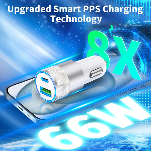 ?MFi Certified? iPhone 15 Car Charger Fast Charging, KYOHAYA 66W USB-C PD&QC Car Power Cigarette Lighter USB Charger with 2Pack Type-C Cable for i...
