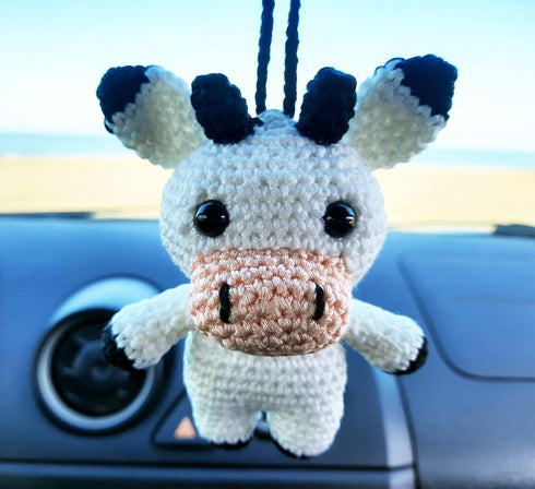 Crochet Cow Keychain, Bag ornament. Bag Hanging Decor....