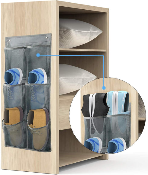 Wall Mounted Shoes Rack 2Pack/Can Store 6Pairs of Sneakers,with Sticky Hanging Mounts, Shoes Holder Storage Organizer Shelf,Door Shoe Hangers (SM0...