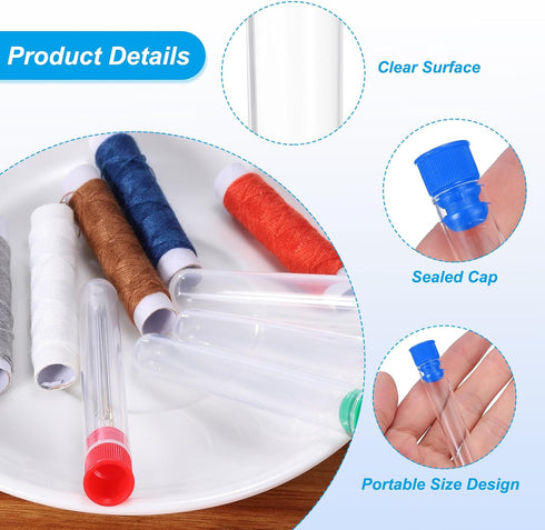PATIKIL 6" Length Plastic Sewing Needle Storage Holder, 10 Pcs Portable Embroidery Needle Pin Toothpick Storage Tubes Case for Craft Knitting, Blu...