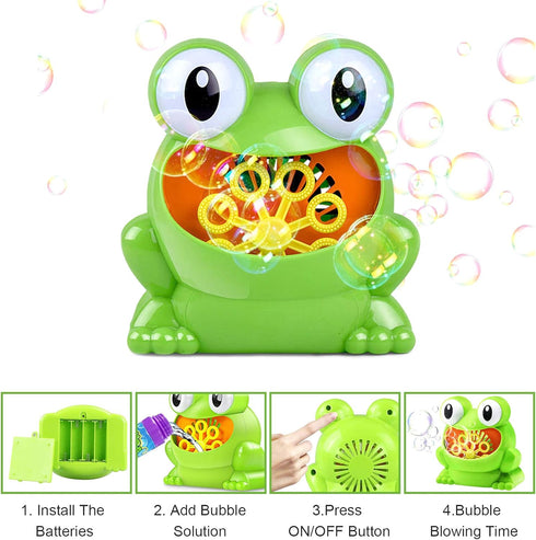 Automatic Bubble Machine with 5pcs Bubble Concentrate, Bubble Blower Toys for Kids,Frog Bubble Blower Machine Make Over 500 Bubbles per Minute for...