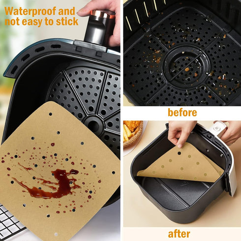 Air Fryer Parchment Paper Liners?8.7"×8.7"? 100Pcs Compatible with XXL Philips, NuWave Brio, Chefman, OMORC, Cuisinart, COSORI, Cooks Essentials, ...