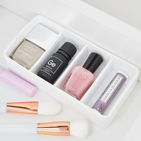 iDesign The Sarah Tanno Collection 4 Slot Silicone Cosmetic Drawer Organizer, White...