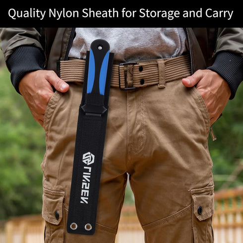Stainless Steel Garden Knife with 7.8" Blade, Double Side Utility Sod Cutter Lawn Repair Garden Knife with Nylon Sheath (blue)...