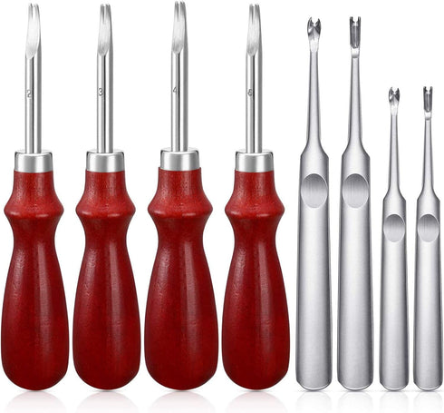 Mudder 8 Pieces Edge Leather Beveler Cutting and Edge Skiving DIY Craft Tool, Hand Leather Grooving Tool for Crafting Work (1.5 mm, 1.2 mm, 1.0 mm...