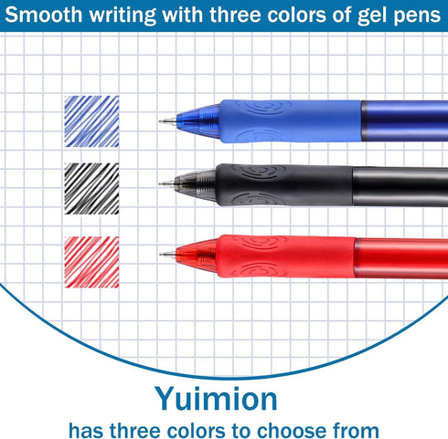 Black Gel Pens, 8 Pcs Retractable Fine Point 0.5mm Rollerball Red Pens for Smooth Writing Black Red Blue Ink for Women Men Journaling School and O...