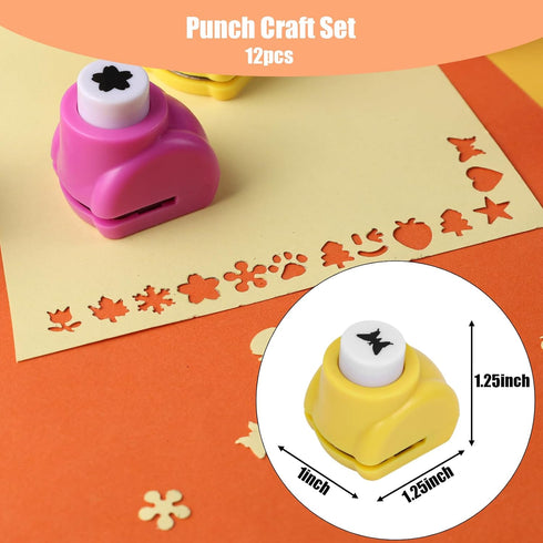 LOVEINUSA 12PCS Punch Craft Set, Hole Punch Shapes Paper Punches Scrapbooking Supplies for Kids Crafting...