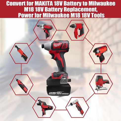 for Makita to Milwaukee? Battery Adapter compatible with Makita 18V lithium battery BL1815 BL1820 to replace for Milwaukee 18V Lithium Battery 48-...