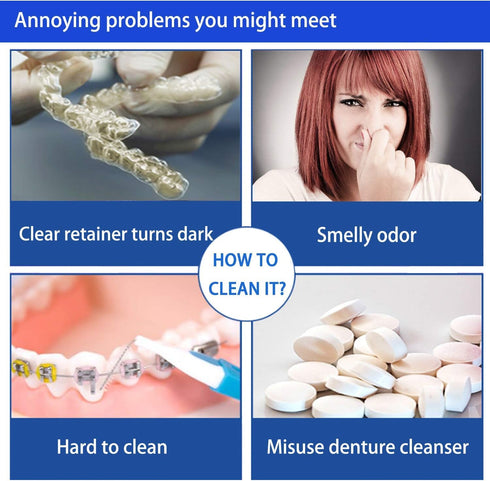 Retainer Cleaning Tablets 120 Tablets - 4 Months Supply, Mouth Guard Cleaner, Remove Stains and Bad Odor, Prevent Brace Discoloration, Mint Flavor...